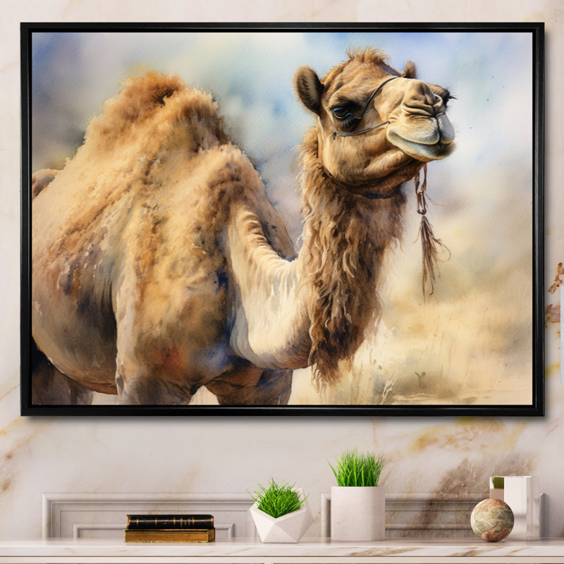 Décoration murale Camel Desert Nomad I - Animaux, H 12 po x l 20 po x P 1 po, Cadre flottant noir
