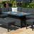 Shady Outdoor Fabric Rectangular Corner Dining Set - with Rising Table - Charcoal
