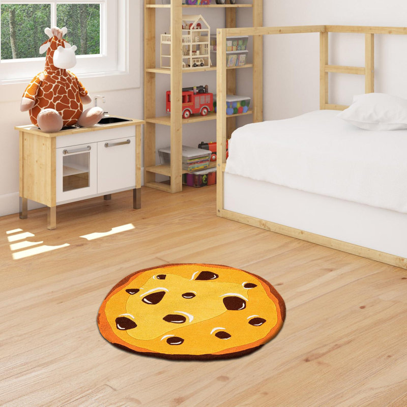 Tapis unique en laine pour enfants, Rond 3 pi 1 po