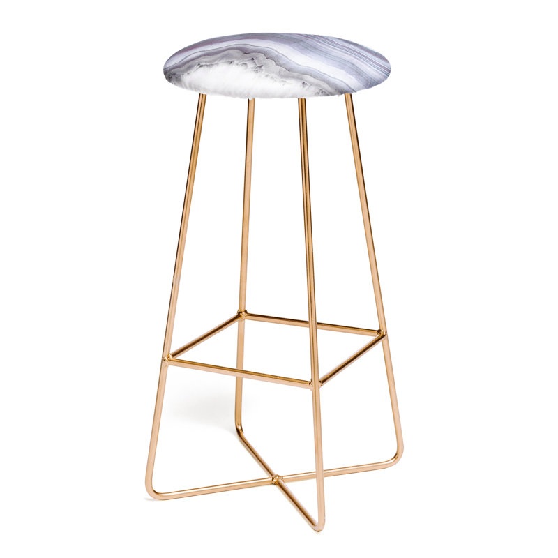 Brontie Upholstered Counter Stool with Metal Frame, Purple/Gray