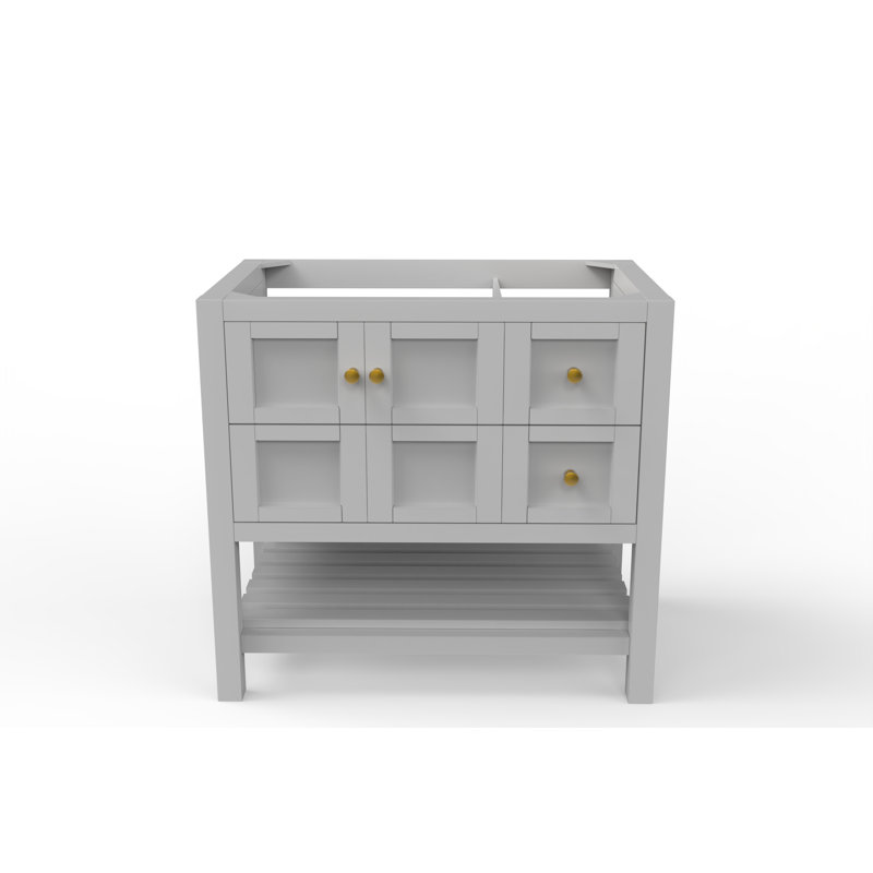 Venice 35" Single Bathroom Vanity Base only, Grey/Gold