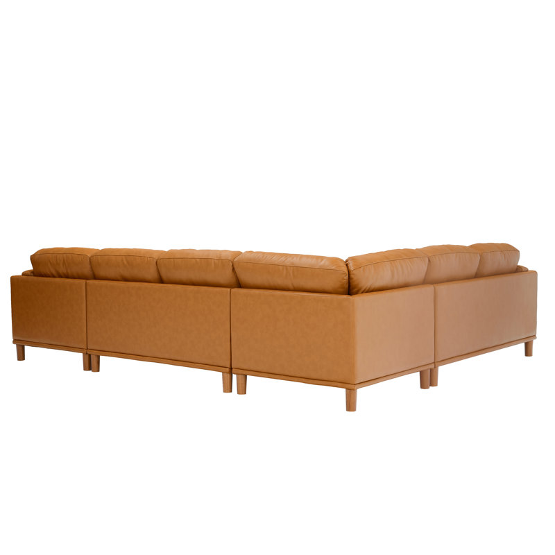 Upholstered U-Shaped Sectional Right Hand Facing, Ginger Leather Match