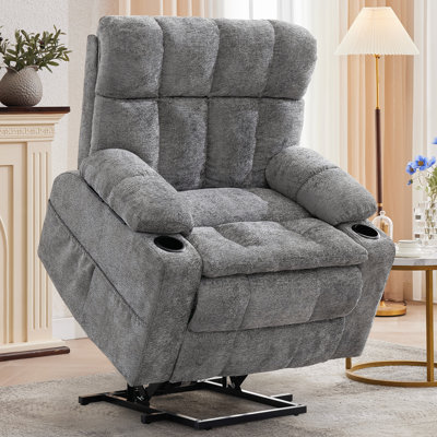 KORSER Power Lift Recliner For Elderly With Adjustable Headrest, Oversized Dual Motor Lift Recliner Chairs With Massage And Heat, Electric Lift Chair With Store Boxes 