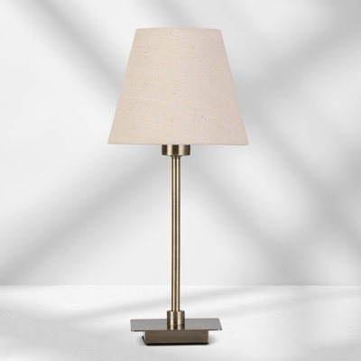 Square Stick Antique Brass Metal Bedside Table Lamp 