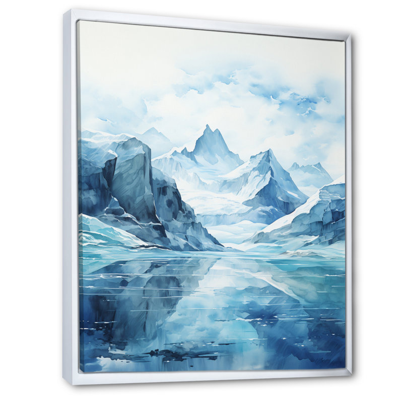 Latayvia Alaska Glacial Reflections, reproduction d'art sur toile, Cadre flottant blanc, H 32 po x l 24 po x P 1 po