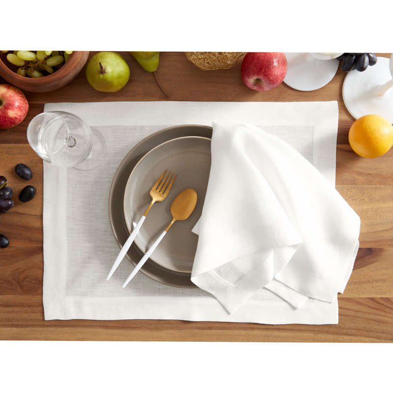 Sonoma - 100% Pure Linen Placemats (Prewashed), White, 14 " W x 19" L x 0.3 " D