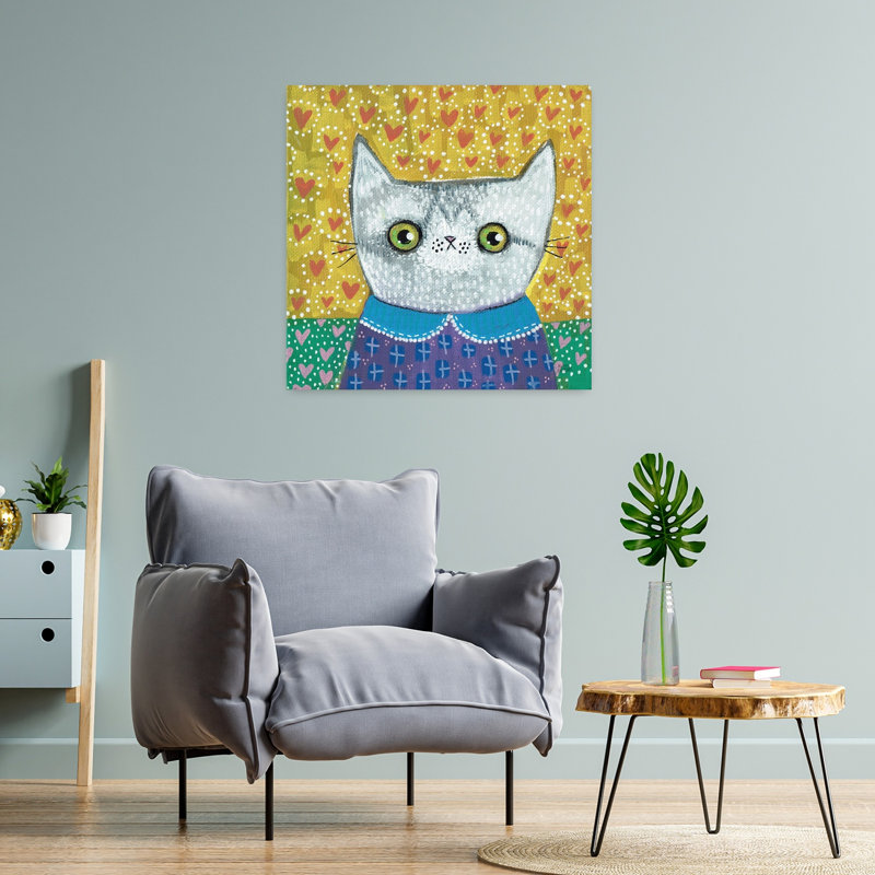 Art contemporain Kooky Cat II, H 24 po x l 24 po