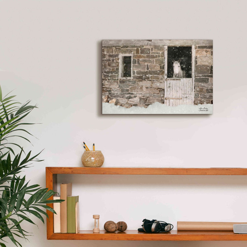 «Snowed in Horse» par Lori Deiter, art mural sur toile, H 12 po x l 18 po x P 0,75 po