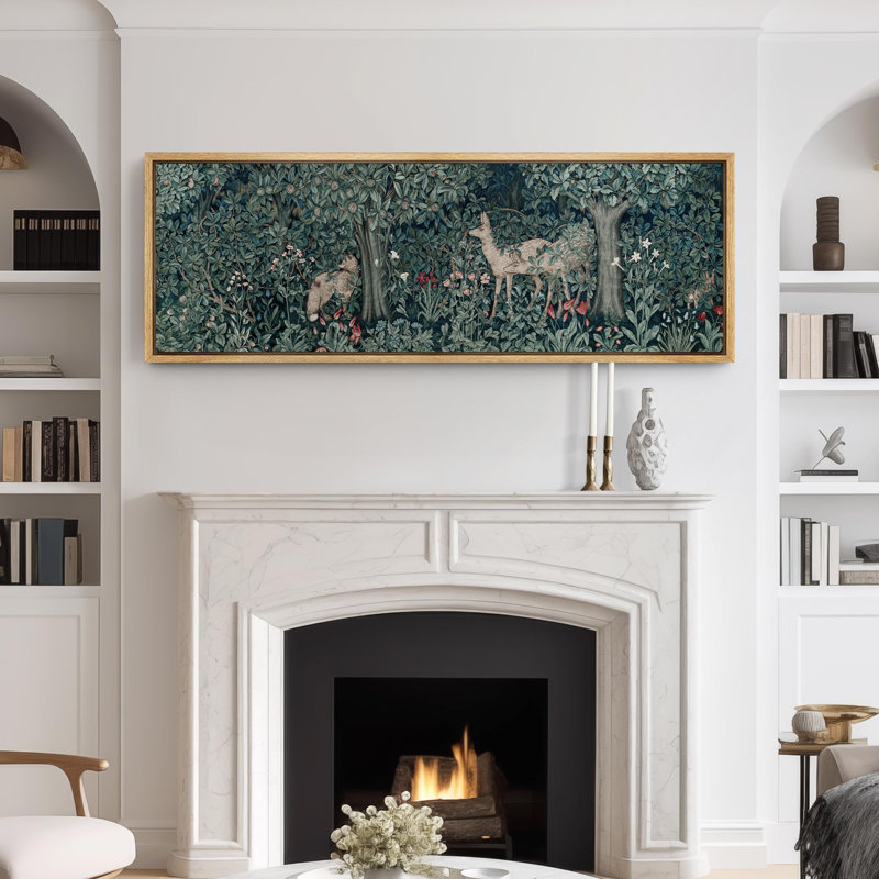 «Classic Woodland Deer Inest Modern Art Relax / Calm WarmExtra Large Wall Decor», reproduction encadrée, H 20 po x l 60 po