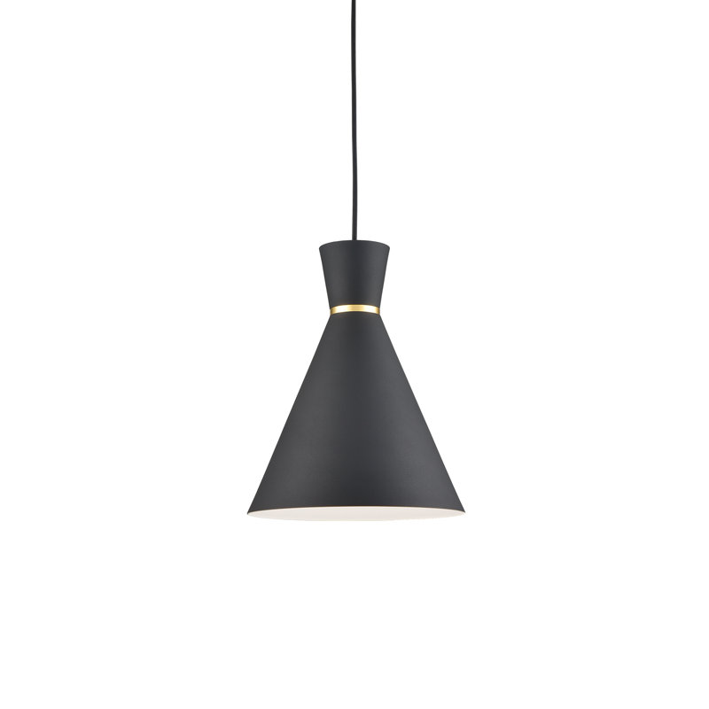 Luminaire suspendu conique simple Vanderbilt, Noir / doré, Noir / doré