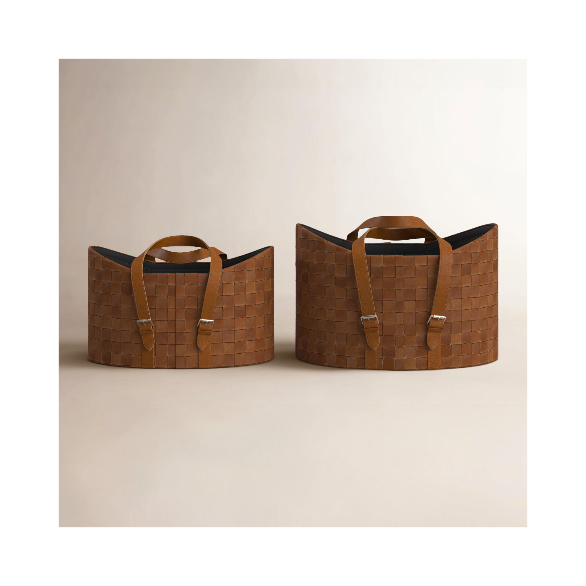 Handmade Decorative Basket - Set of 2, Brown