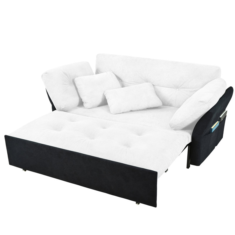 Convertible Pull Out Sofa Bed Queen Size, White