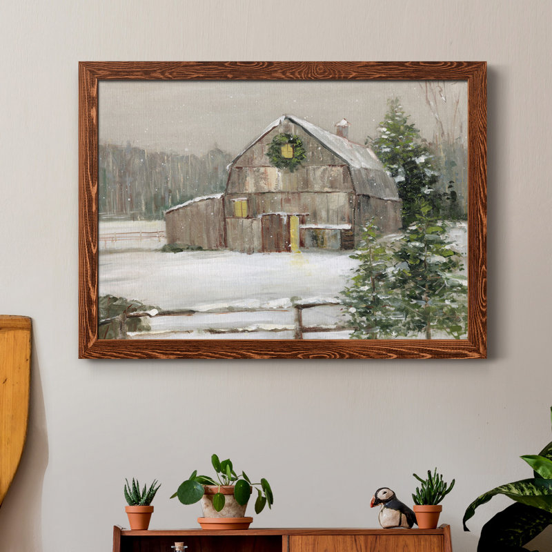 Winter Barn - cadre photo, reproduction d'art sur toile, Érable