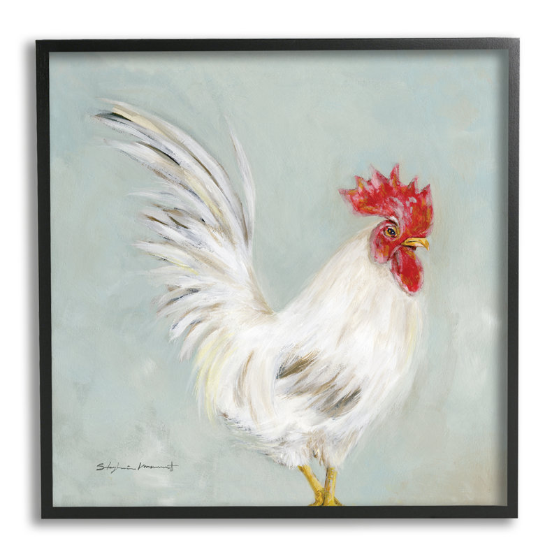 Coq de ferme fermier - peinture, Giclée encadrée noir minuit, H 12 po x l 12 po x P 1,5 po