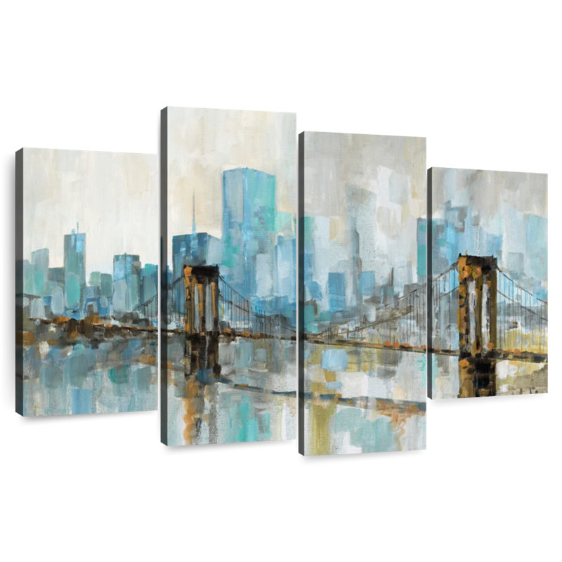 Avery Teal City Shadows, 22" H x 36" W