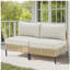 Outdoor Natural Wicker Sofa Boho Patio Sectional Loveseat Furniture Set With Beige Csuhions