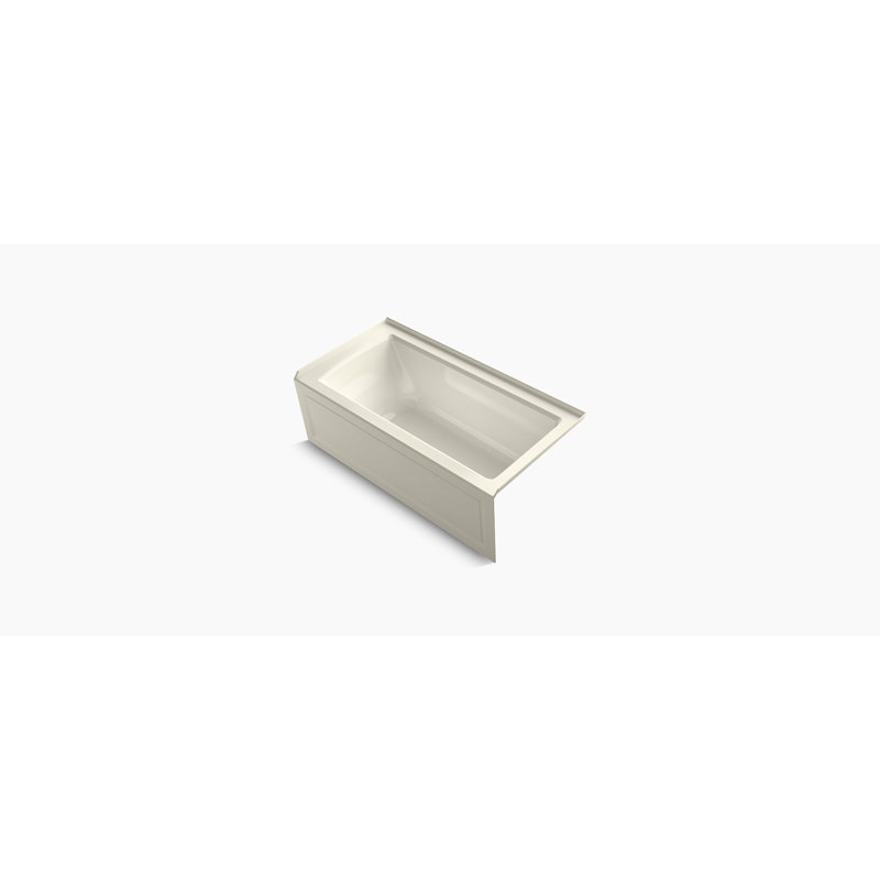 Archer VibrAcoustic Integral Apron Bath with Bask Heated Surface, Tile Flange, Biscuit, Droite