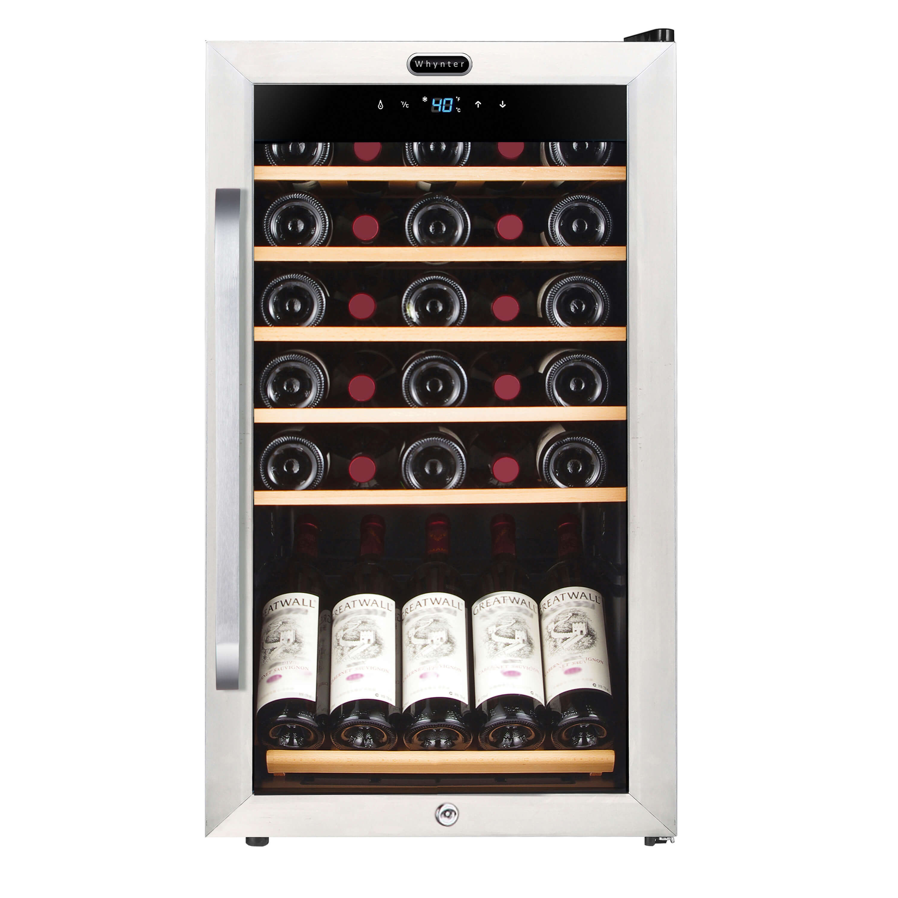 Whynter 34 Bottle Freestanding Wine Refrigerator with Display Shelf and