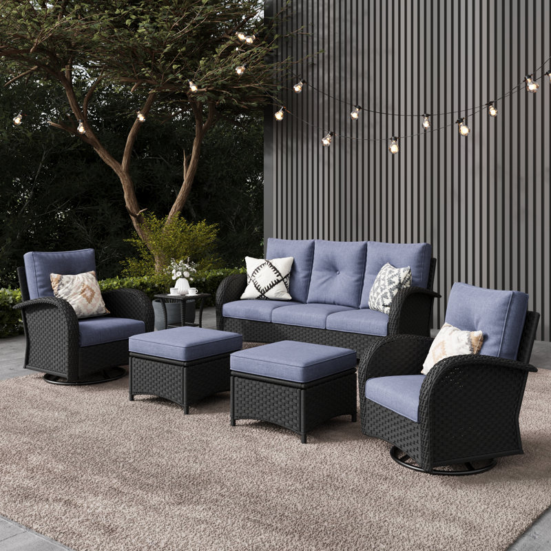 Ensemble de 6 chaises d'extérieur Layinsun, Noir, noir, noir, noir, Marine