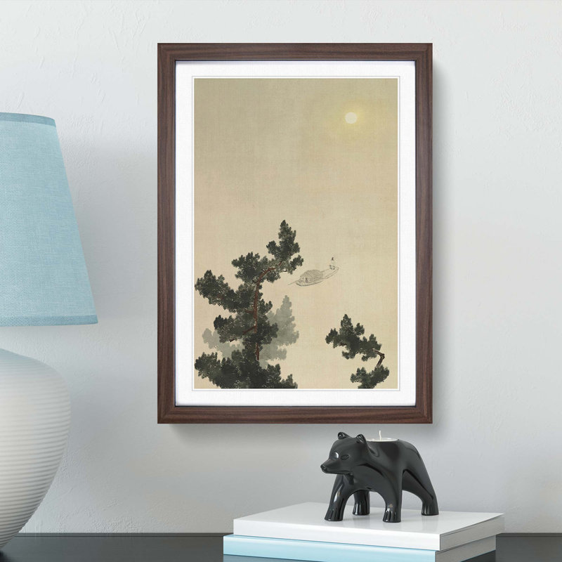 Autumn Moon over Lake Dongting by Yokoyama Taikan - Framed Print, Walnut Framed, 63cm H x 45cm W x 2cm D