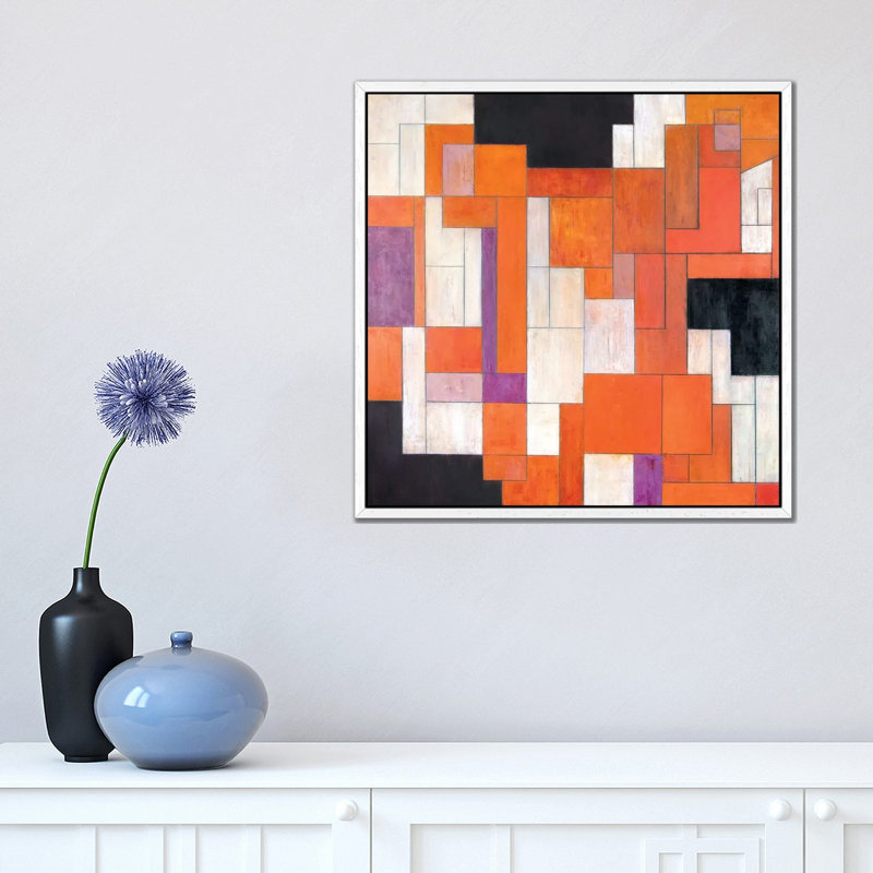 Parallel Lives by Stephen Cimini - Painting on Canvas, 45.72cm H x 45.72cm W x 3.81cm D, White Framed