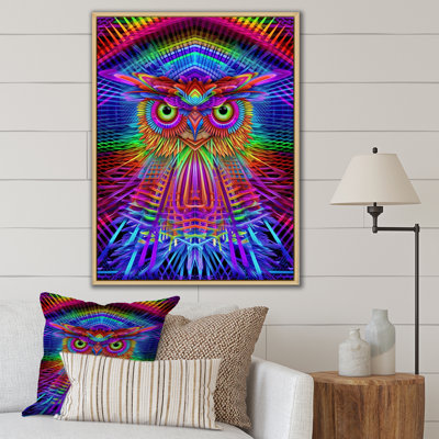 Portrait d'un hibou psychédélique sur toile