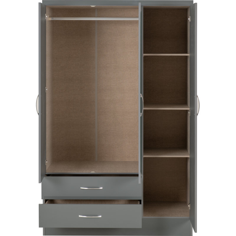 Cascio 3 Door Wardrobe, Gloss Grey