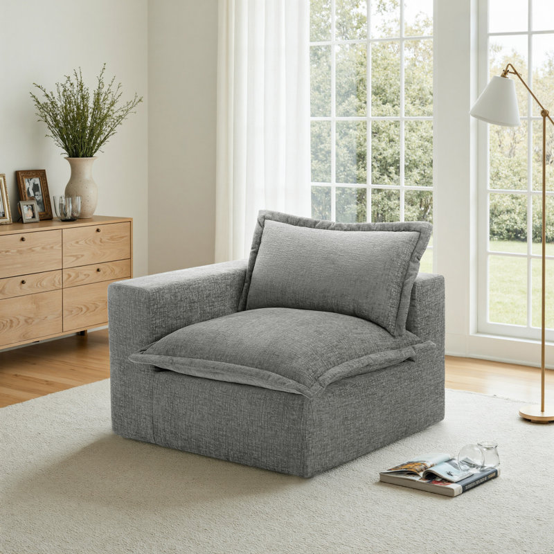 Upholstered Armchair, Grey