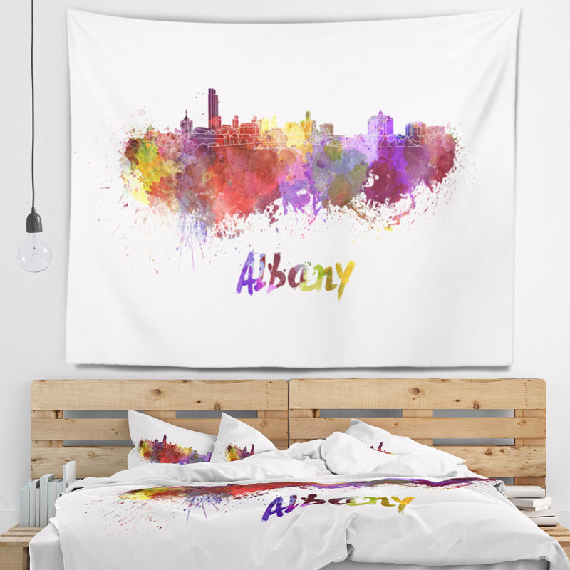 Tapisserie d'albany skyline Cityscape, H 32 po x l 39 po