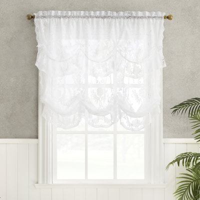 Dakarai Floral Lace Sheer Rod Pocket Window Tie-up Shade