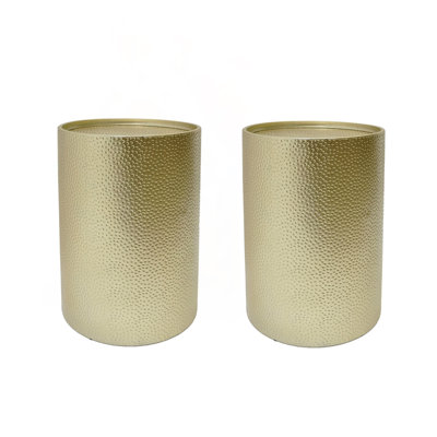 Set of 2 Hammered Metal Side Tables