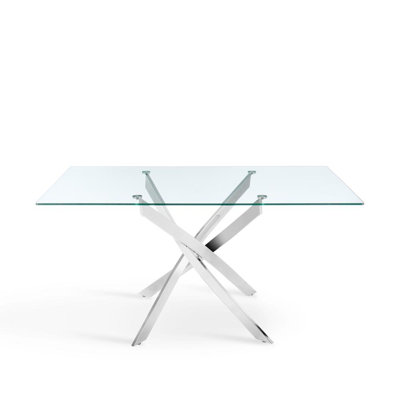 Dayeli Glass Top Metal Base Dining Table