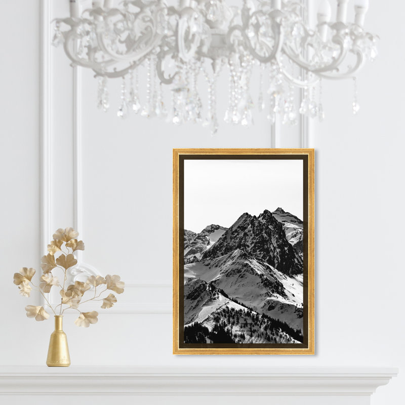 " Up The Mountain Snowy Mountains ", 15" H x 10" W, Gold Framed