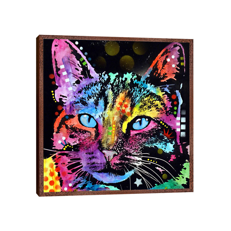 Thoughtful Cat by Dean Russo - Print on Canvas, 45.72 cm H x 45.72 cm W, Brown Framed