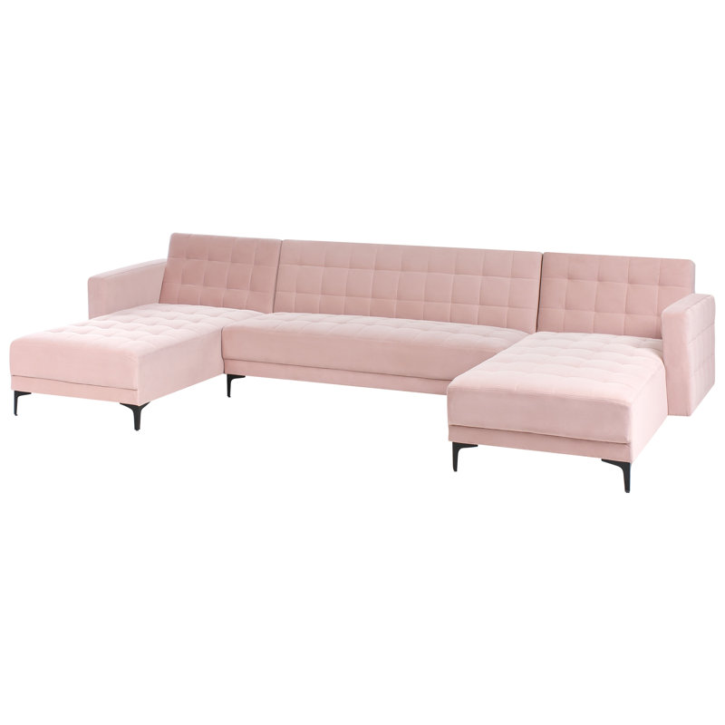 Aliyha 5 Seater Velvet Sofa Bed, Pink