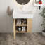 Meuble-lavabo flottant 21,6 po avec lavabo en céramique et rangement à droite en bois