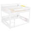 Lit superposé grand sur grand avec tablettes de rangement et ports de chargement USB, structure en bois massif, blanc-384165010