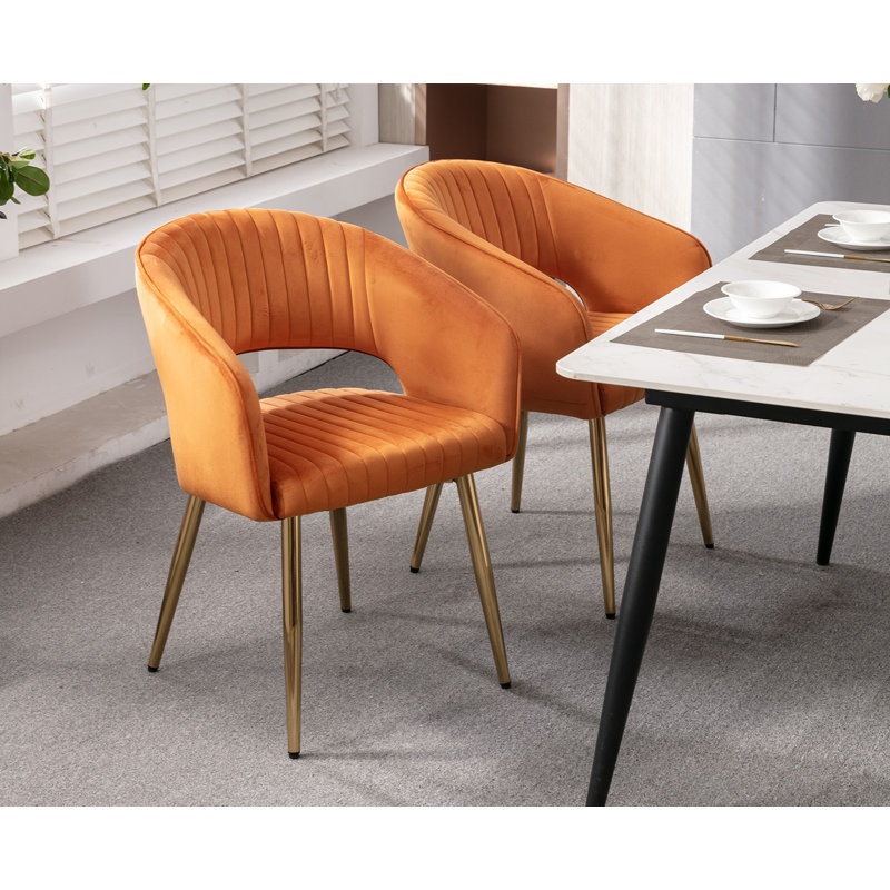 18.9'' H Velvet Upholstered Armchair, Orange