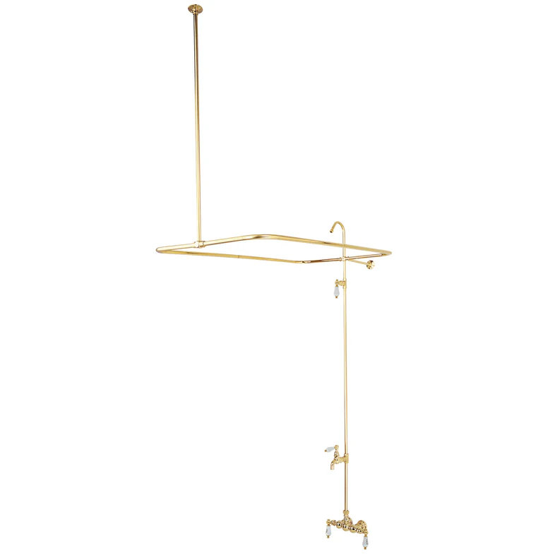 Kingston Brass Vintage Three-Handle 2-Hole Tub Wall Mount Clawfoot Tub Faucet with Shower Enclosure, Brushed Nickel