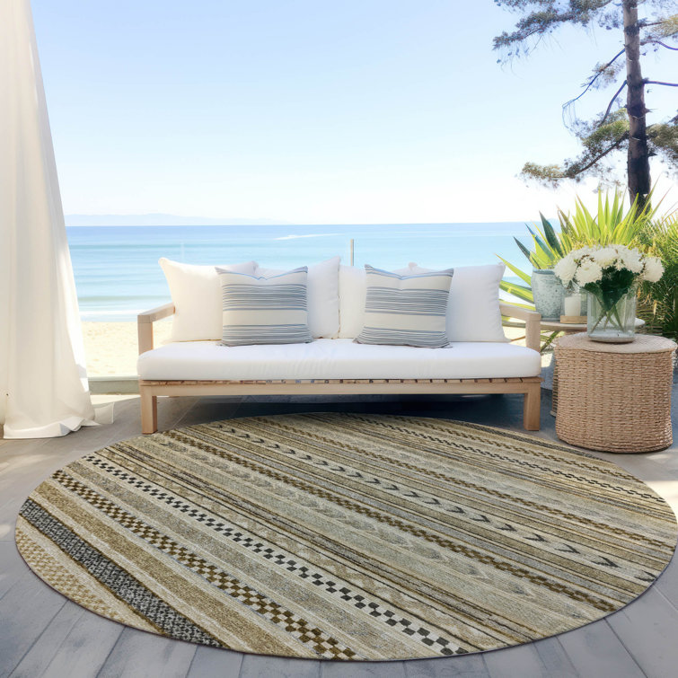 Machine Washable Indoor/Outdoor Claudian ACN1625 Chocolate Rug