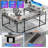 U Shaped Desk, Gaming Desk With Monitor Stand And LED Lights, Reversible Shaped Large Computer Desk With Power Outlets, Office Desk With Storage Bag And Hooks-1931600903