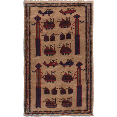 Bergthold One-of-a-Kind 2'11" x 4'11" New Age Rectangle Wool Area Rug in Blue and Red