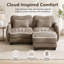 Canapé courbé Rosman avec repose-pieds, repose-pieds et coussins lombaires en chenille-133650893