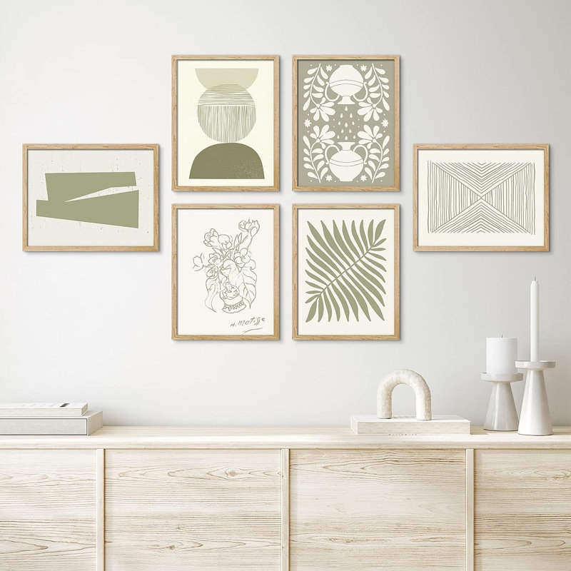 " Garden Flower " 6 - Pieces, Natural Framed, 14" H x 11" W x 1" D