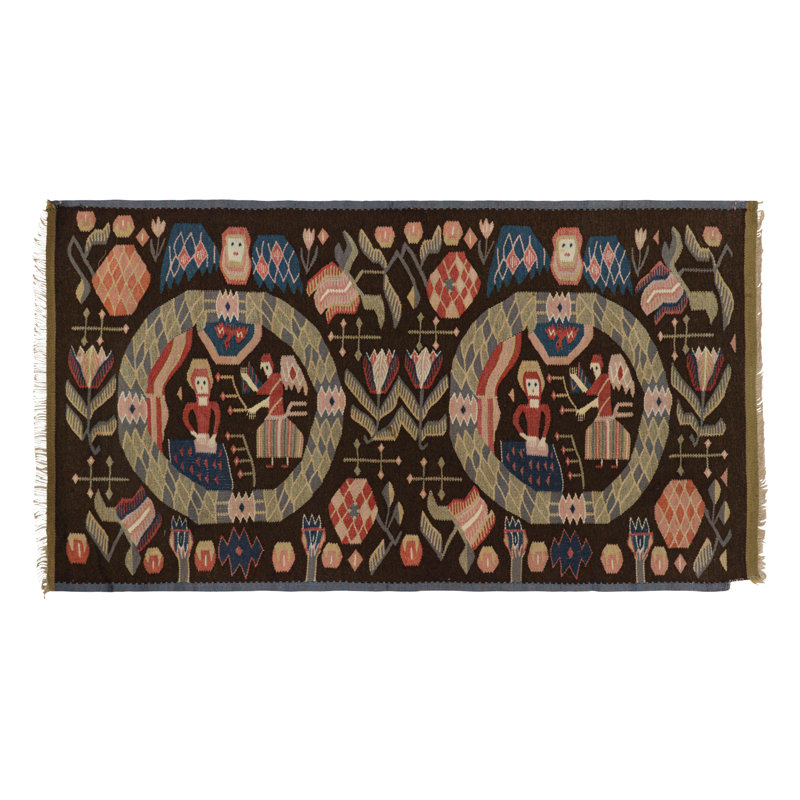 One-of-a-Kind 1'8" X 3'0" Before 1900 Wool Area Rug
