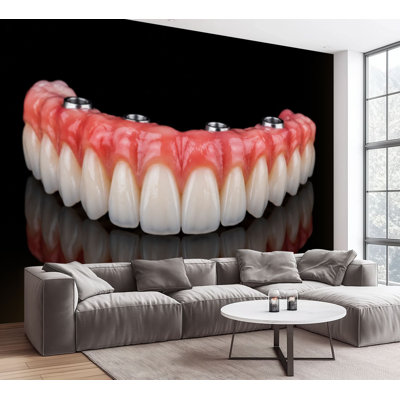 Wall Mural Peel and Stick Wallpaper Dentures black dental implants teeth Self-Adhesive Removable Contact Paper Wall Decor for Living Room Bedroom 69"H x 96"W