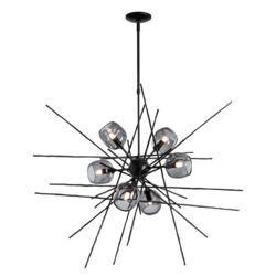 Griffin 6 - Light Chandelier, Cool Gray, 56.6" H x 39.2" W x 38.8" D, Black