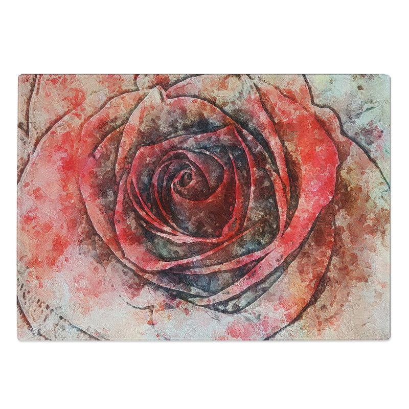 Tempered Glass Rose Chopping Board, 39 cm W x 28.5 cm L