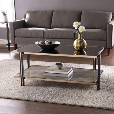 Table de couloir spacieuse avec miroir - Cadre élégant avec finition champagne