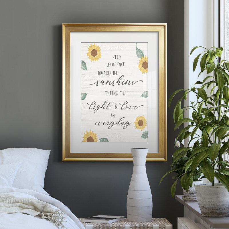 Vers le soleil - Cadre photo, impression d'art textuel sur papier, H 22,5 po x l 30,5 po x P 1,5 po, Cadre doré